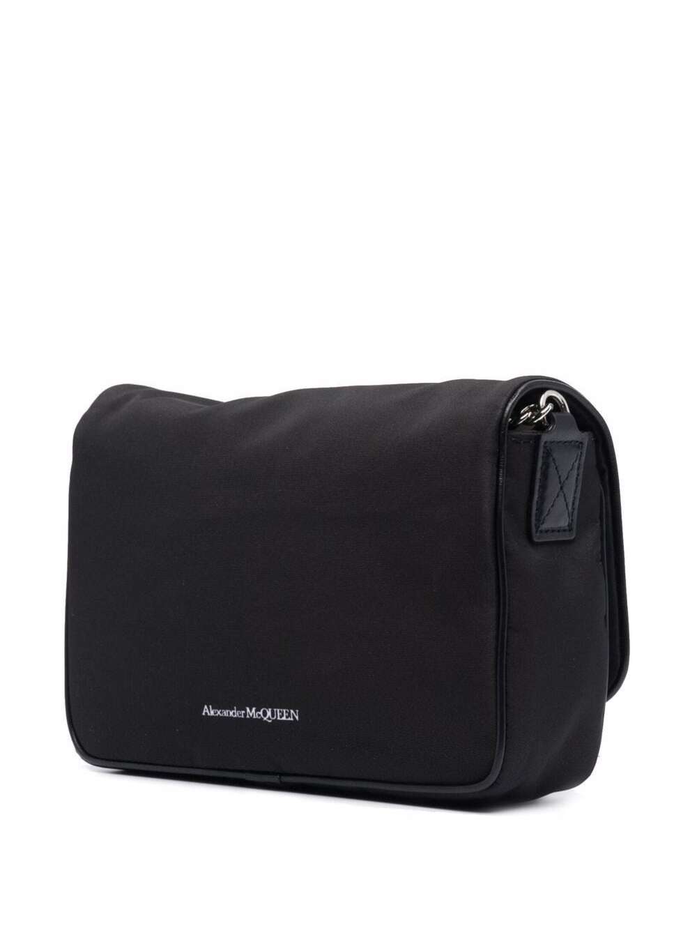 Black Graffiti Crossbody Bag Nylon With Contrast Logo And Applied Skull Alexander Mcqueen Women Polyester