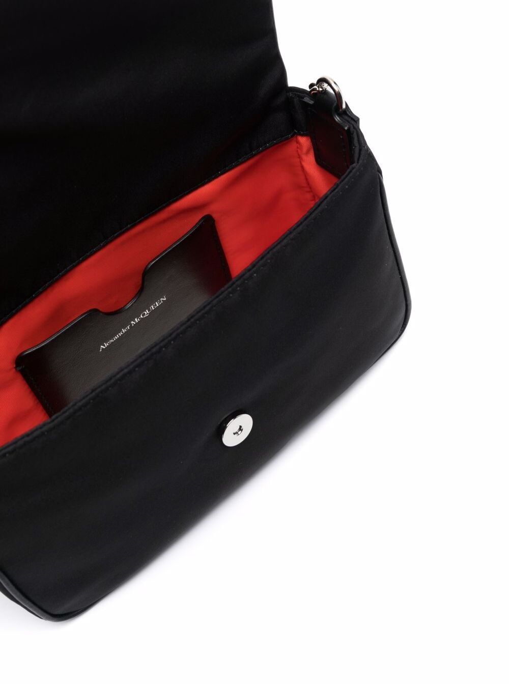 Black Graffiti Crossbody Bag Nylon With Contrast Logo And Applied Skull Alexander Mcqueen Women Polyester