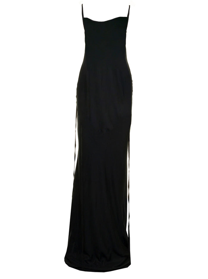 Ann Demeulemeester Womans Black Viscose Long Dress Cupro