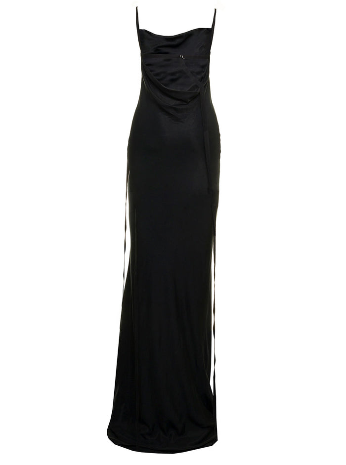 Ann Demeulemeester Womans Black Viscose Long Dress Cupro