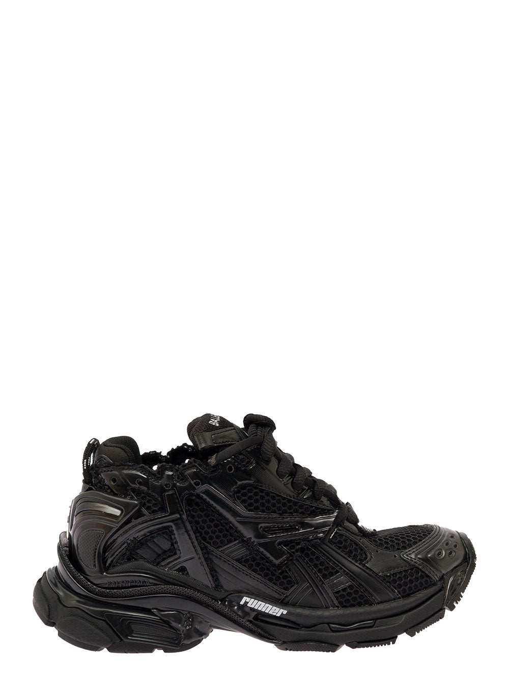 Runner Black Sneakers With Mesh Details A Mix Of Materials Woman Polyurethane Polyester