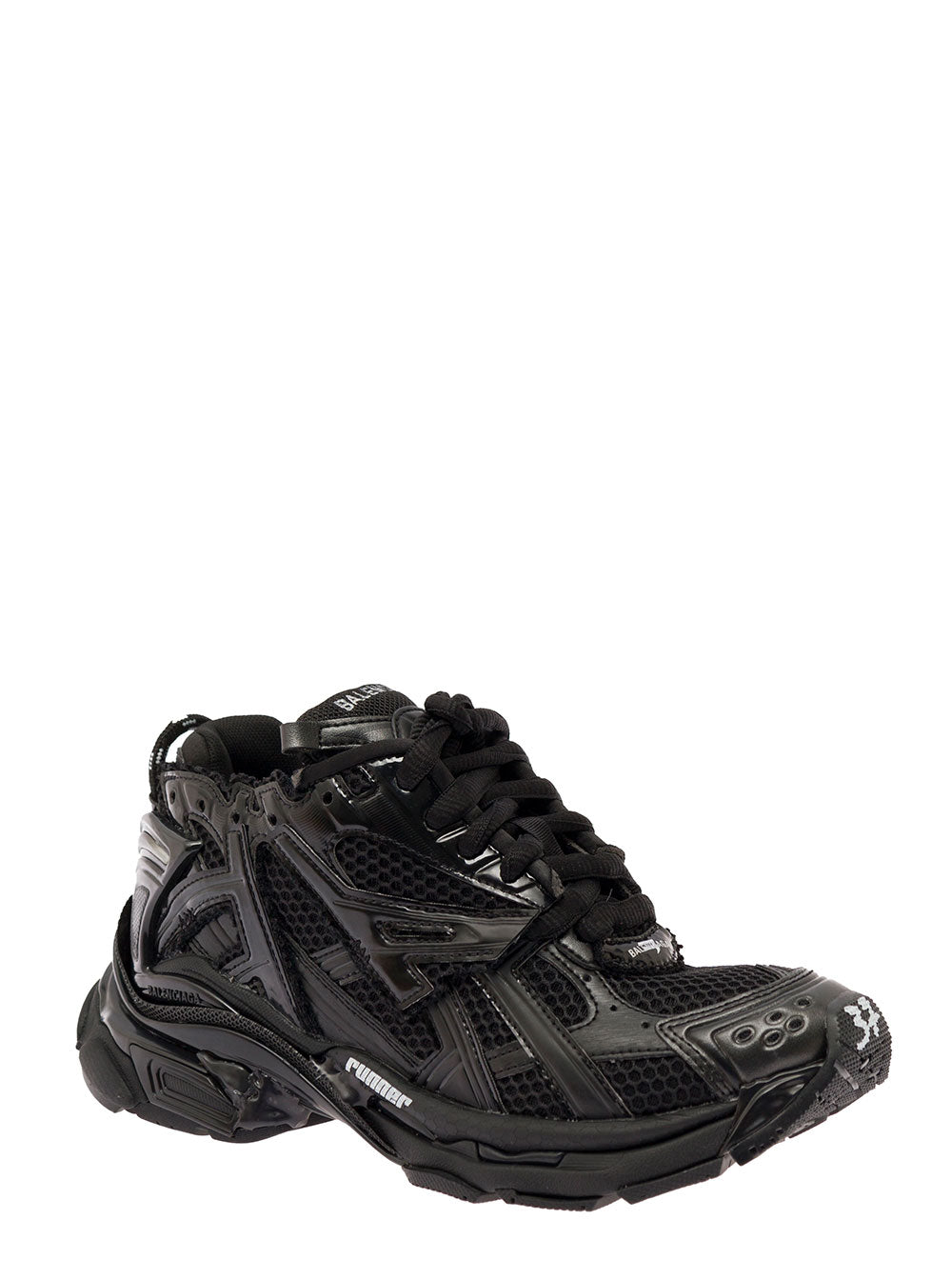 Runner Black Sneakers With Mesh Details A Mix Of Materials Woman Polyurethane Polyester