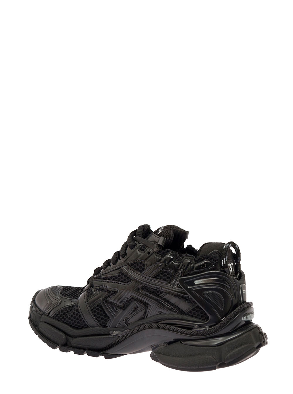 Runner Black Sneakers With Mesh Details A Mix Of Materials Woman Polyurethane Polyester
