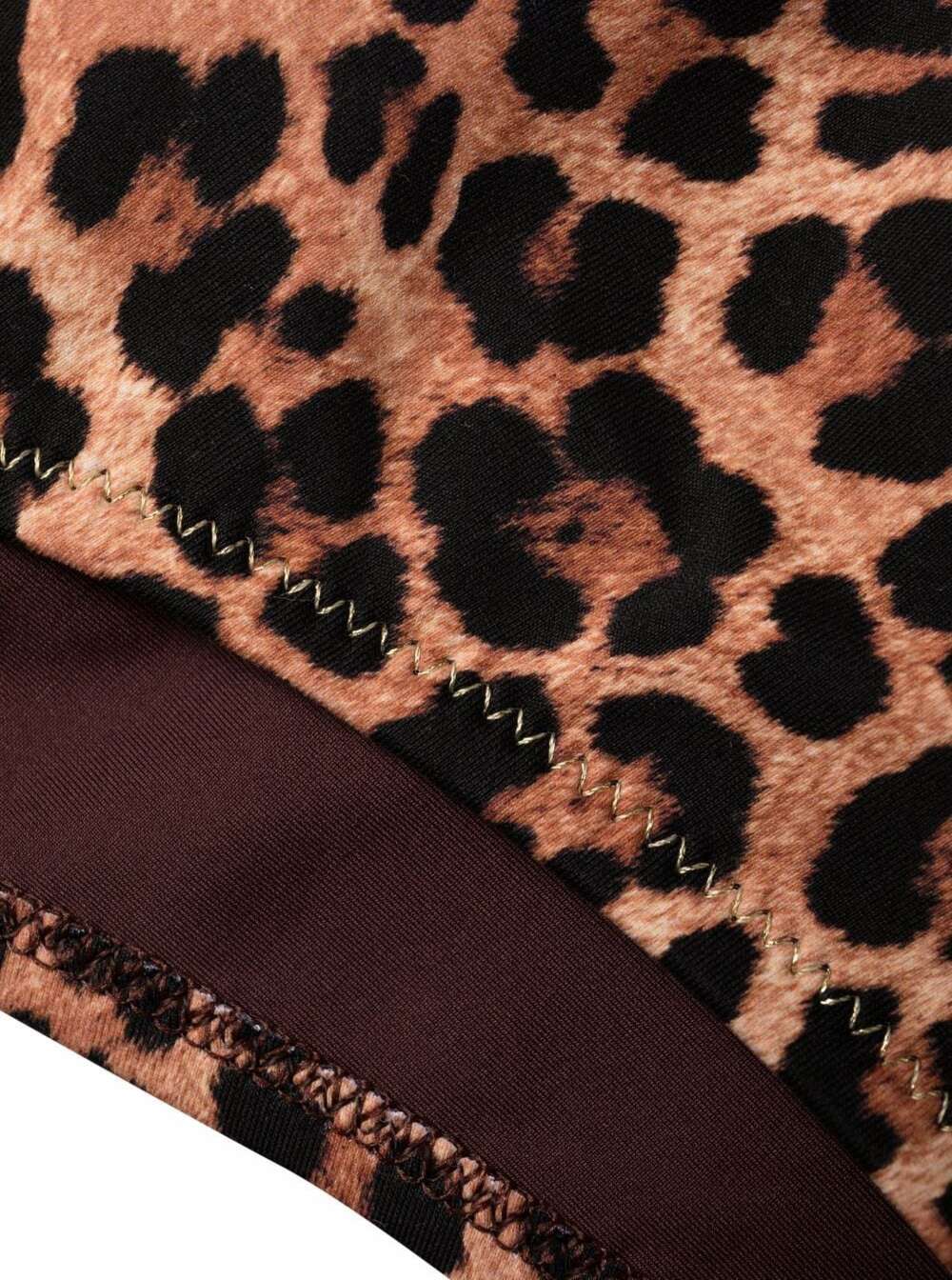 Reina Olga Womans Miami Leopard Print Wrap-Around Bikini Brown Polyamide Elastane Beachwear