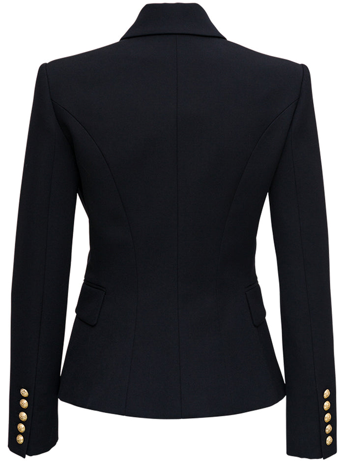 Blamain Womans Double-Breasted Black Wool Jacket Blazers