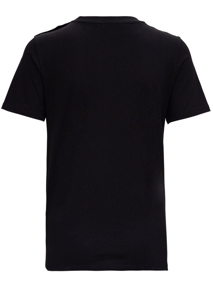 Balmain Womans Black Cotton T-Shirt With Logo Print Tshirts And Polo Shirts