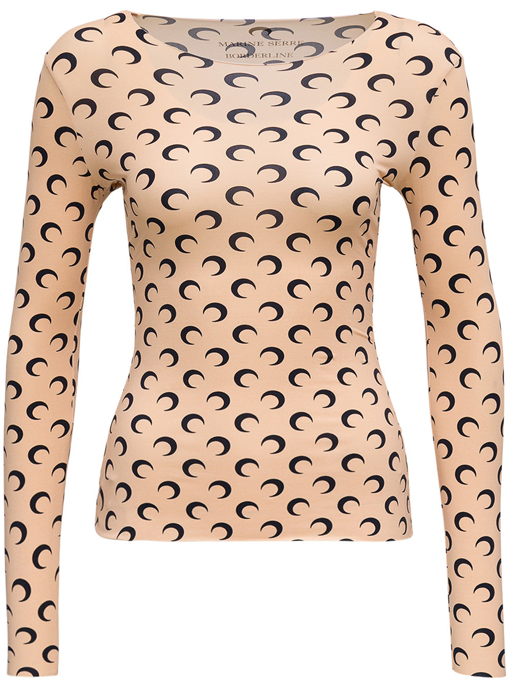 Marine Serre Womans Second Skin Moon Long Sleeved Shirt Beige Jersey