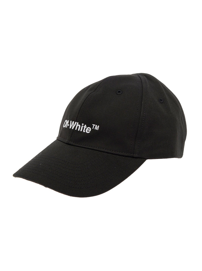 Off White Mans Black Cotton Helvetica Hat With Logo And Gloves