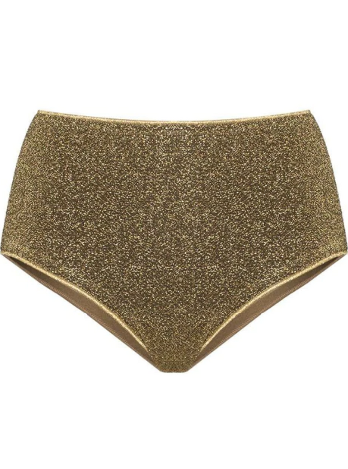 Oséree Womans Lumière Gold Fabric Bikini Metallic Polyamide Beachwear