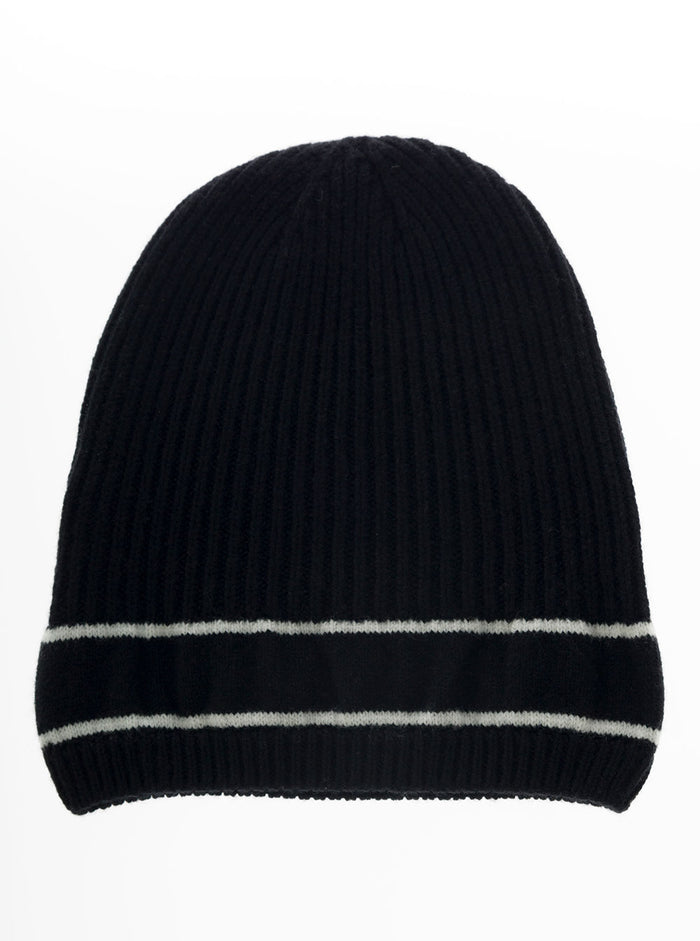 Black Wool And Cashmere Hat With Logo Goat Gloves