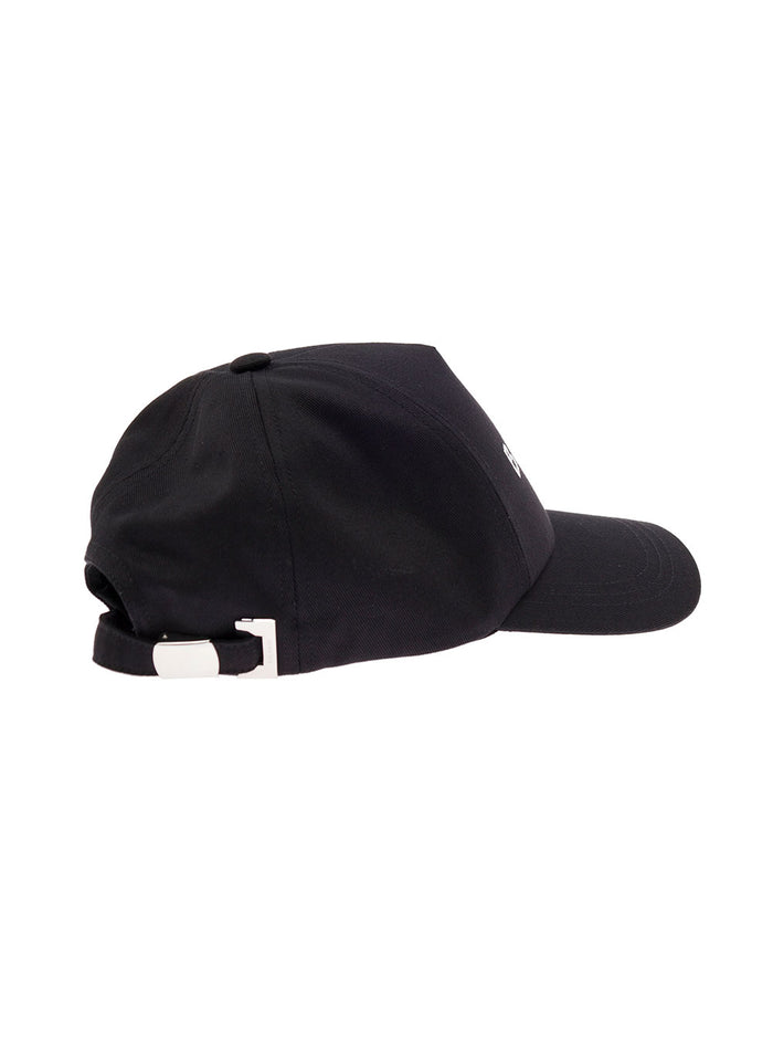 Balmain Mans Black Cotton Hat With Logo And Gloves