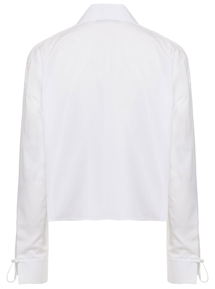 White Cropped Shirt With Embossed Ff Baguette Detail Poplin Cotton Woman Fendi And Blouses
