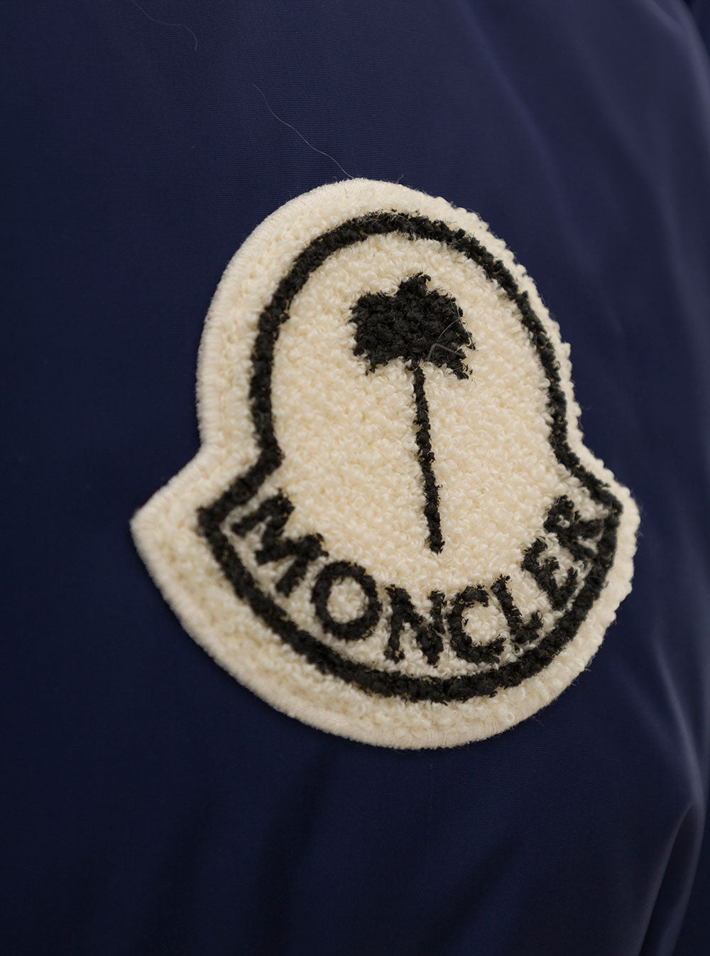 Denneny Blue Short Down Jacket With Patch Logo And Embroidery Man Moncler X Palm Angels Blu