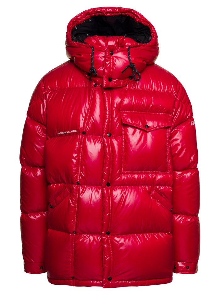 Anthemium Short Red Down Jacket With Removable Hood Nylon Laqué Man Moncler