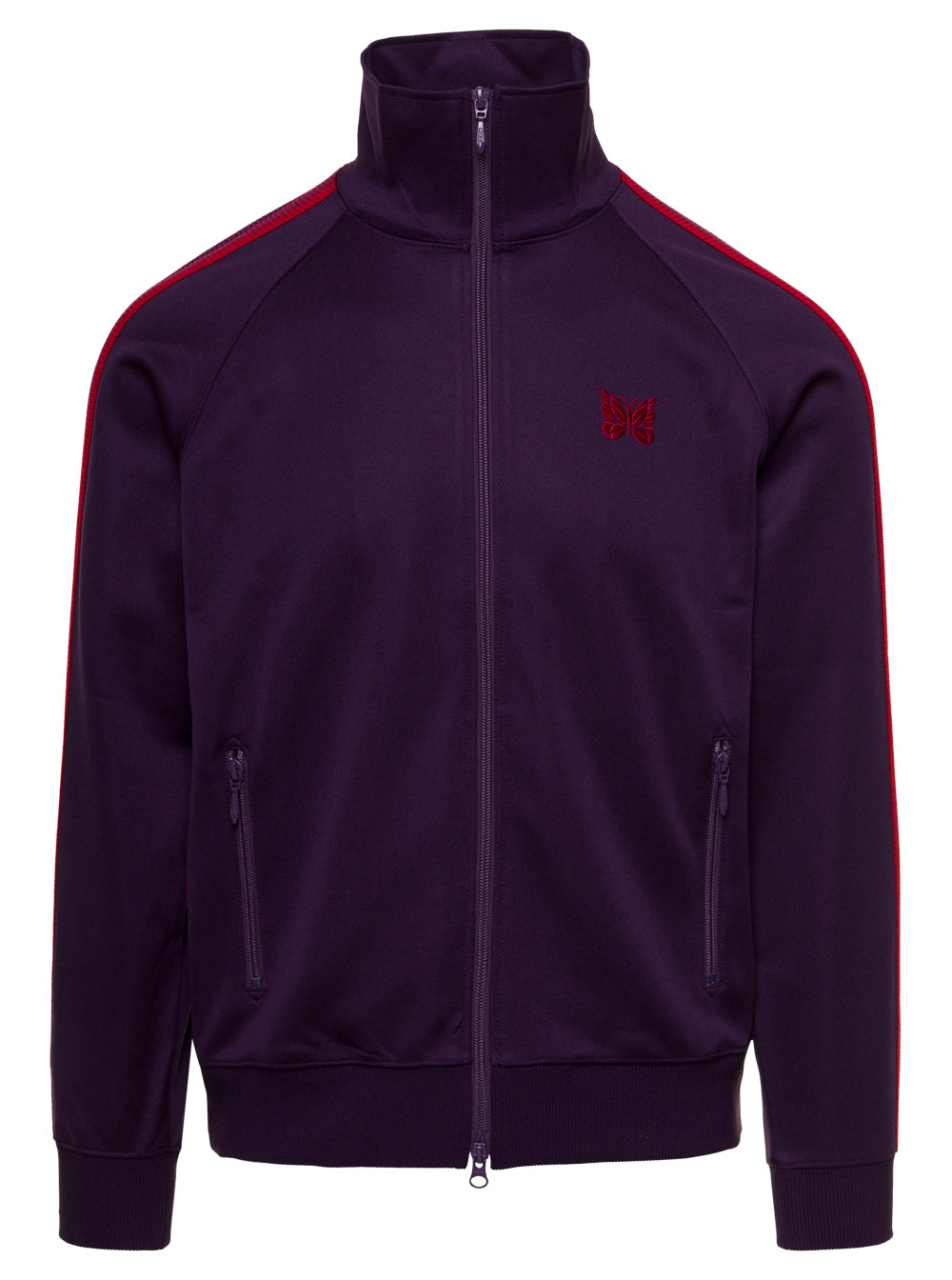 Purple High Neck Zip-Up Sweatshirt Man Needles Violet Polyester Sweatshirts