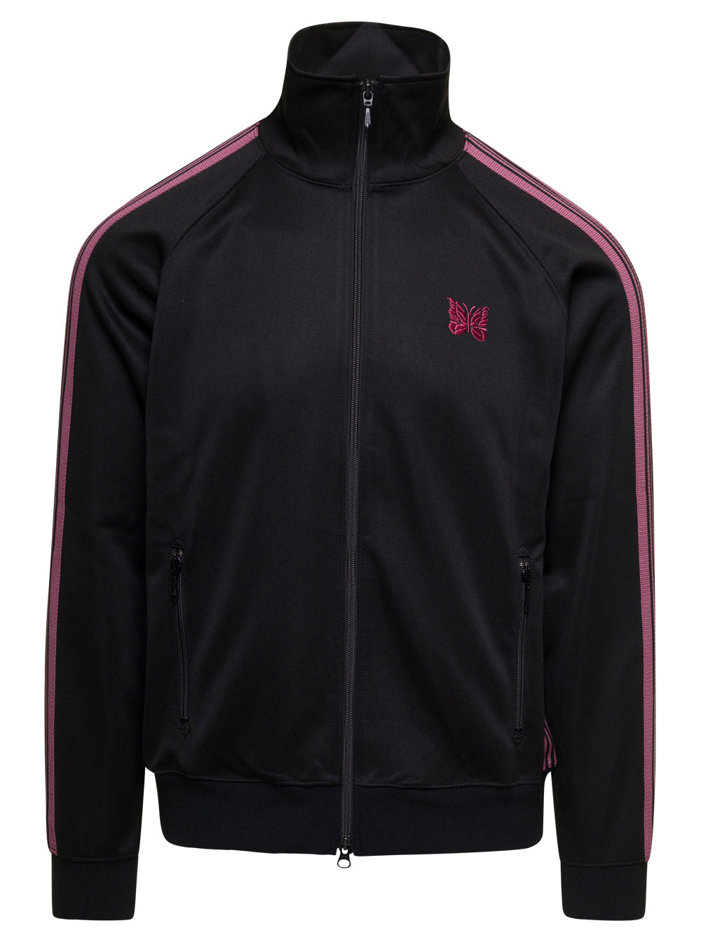 Black High Neck Zip-Up Sweatshirt Man Needles Polyester Sweatshirts