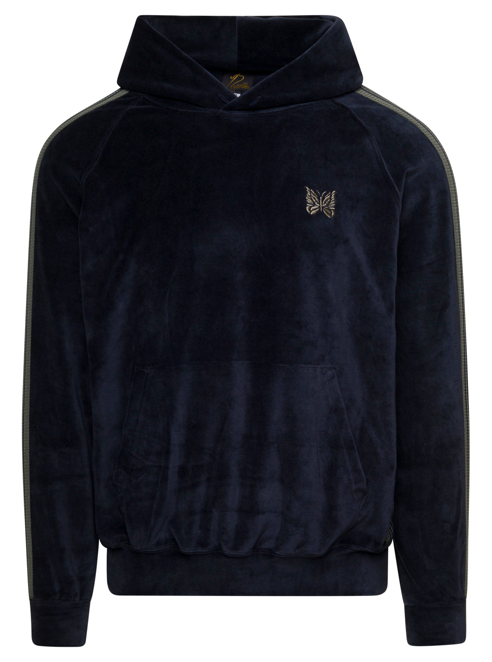 Dark Blue Hooded Sweatshirt Velour Man Needles Blu Cotton Polyester Sweatshirts