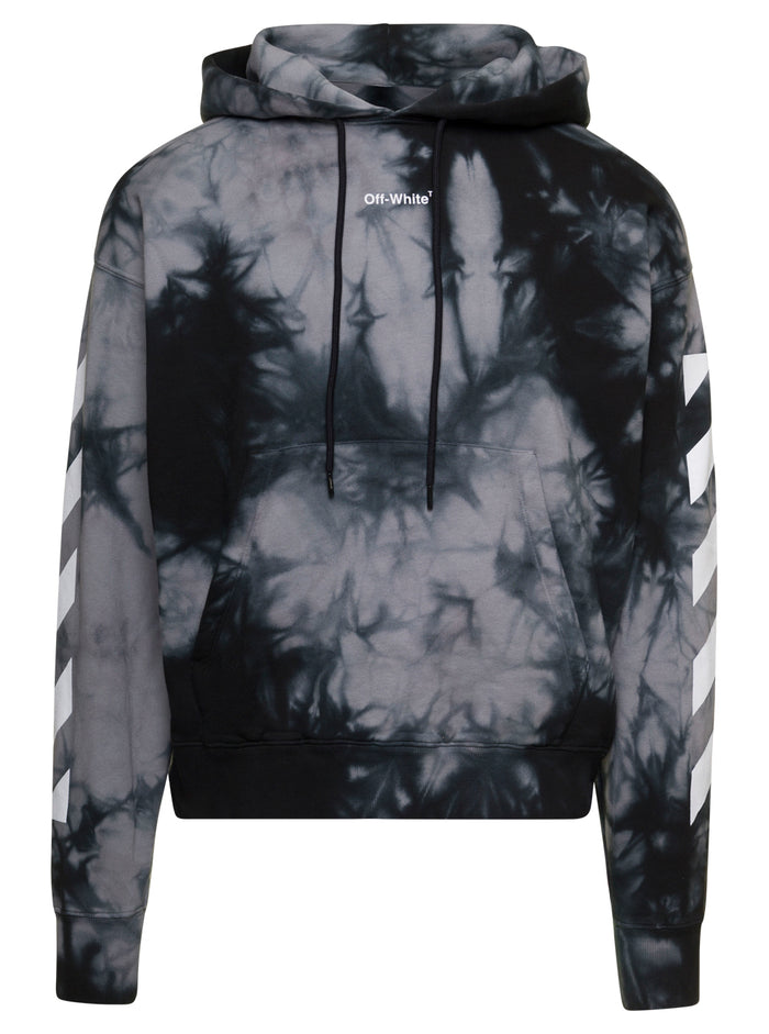 Grey Tie-Dye Hooded Sweatshirt Cotton Man Off-White Sweatshirts