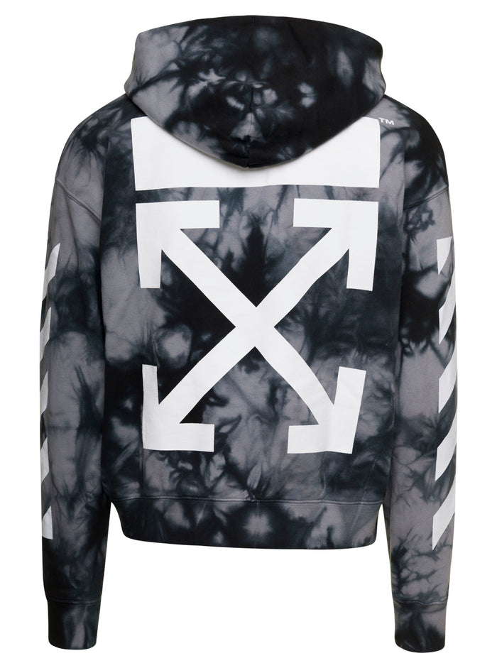 Grey Tie-Dye Hooded Sweatshirt Cotton Man Off-White Sweatshirts