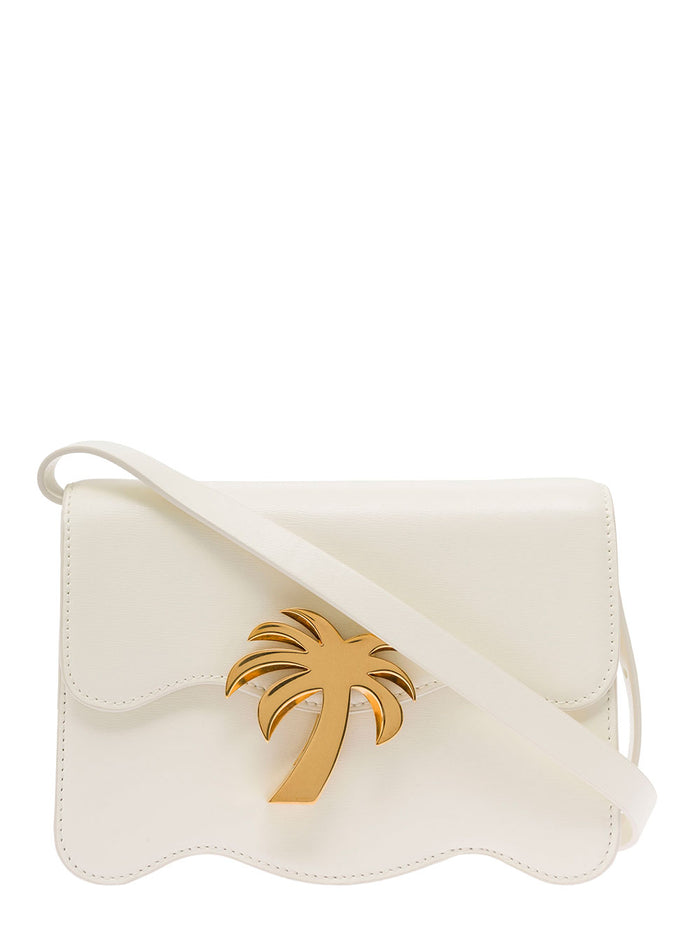Palm Beach White Medium Shoulder Bag With Tree Silhouette Leather Woman Angels Crossbody