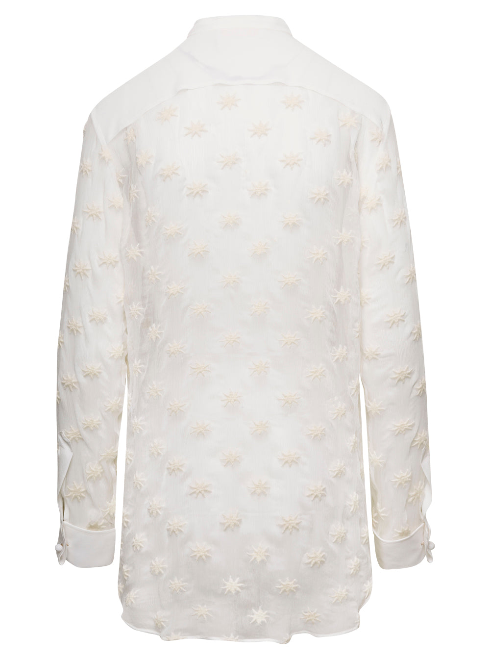 Flou Tuxedo White Star-Embroidered Shirt With Plastron Silk Mousseline Woman Chloé And Blouses