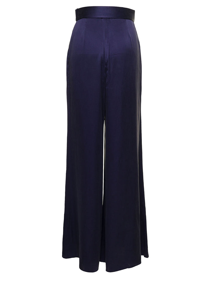 Blue Wide Belted Trousers Silk Woman Zimmermann Blu