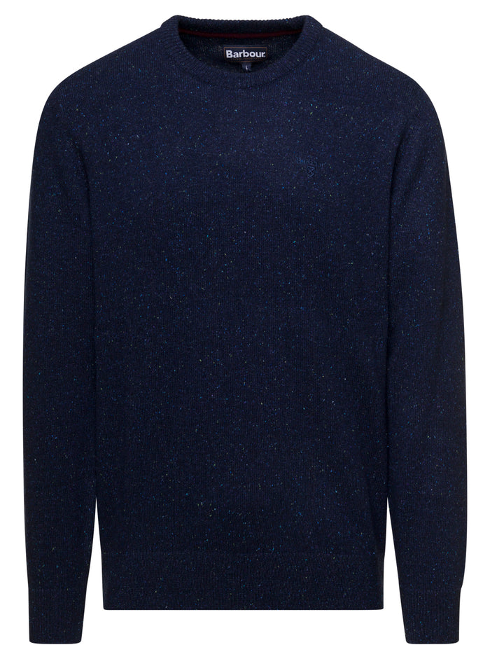 Blue Crewneck Sweater Wool Man Barbour Blu Jersey