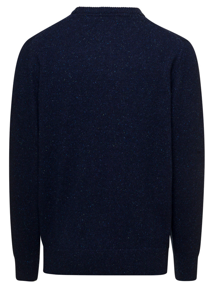 Blue Crewneck Sweater Wool Man Barbour Blu Jersey