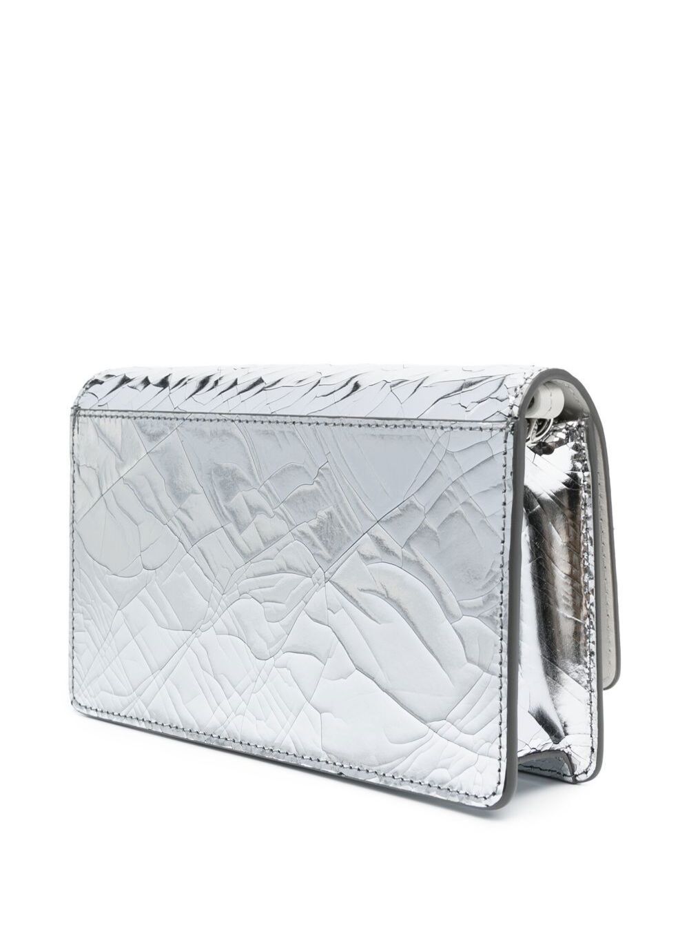 Silver Wallet On Chain Cracked Leather Woman Maison Margiela Metallic Calf Crossbody Bags