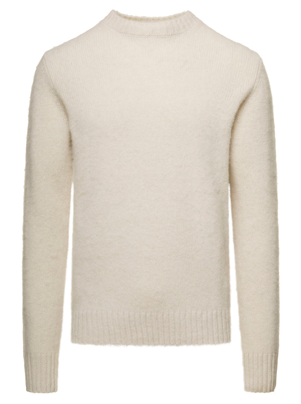 Cream White Crewneck Sweater Wool Woman Aspesi Jersey