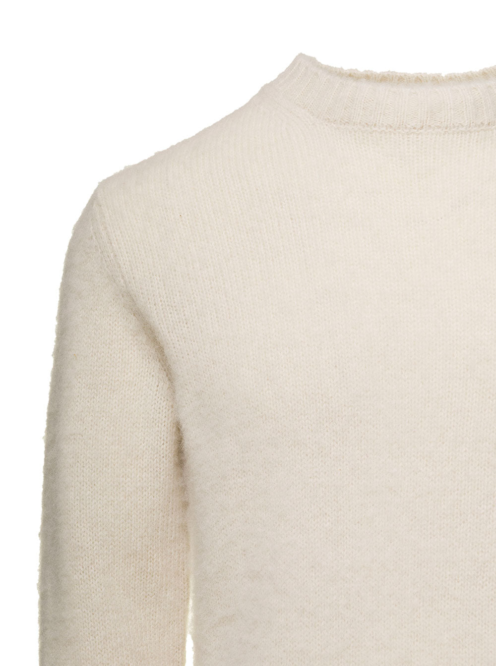 Cream White Crewneck Sweater Wool Woman Aspesi Jersey