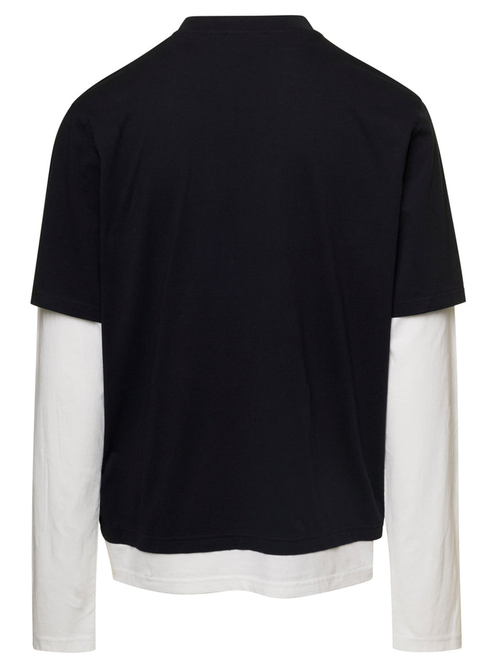 Caribbean Couture Black And White Double Layer Long Sleeves T-Shirt Organic Cotton Man Botter Tshirts Polo Shirts