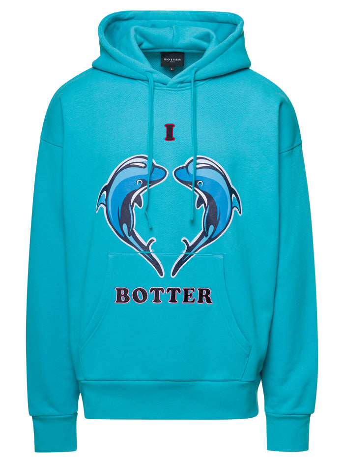 I Love Botter - Dolphins Light Blue Hoodie Organic Cotton Man Sweatshirts