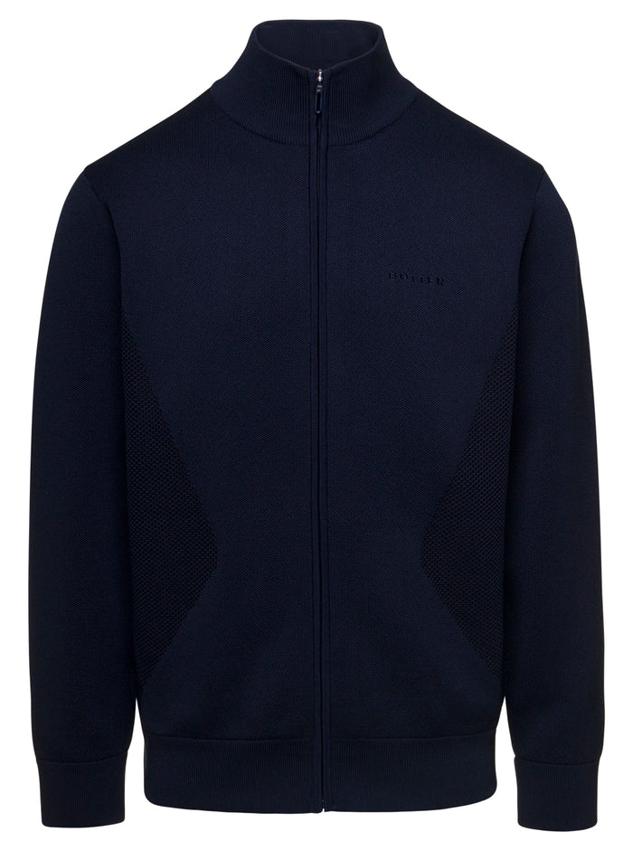 Blue High Collar Zip-Up Sweatshirt With Mesh Inserts Man Botter Blu Polyester Jersey