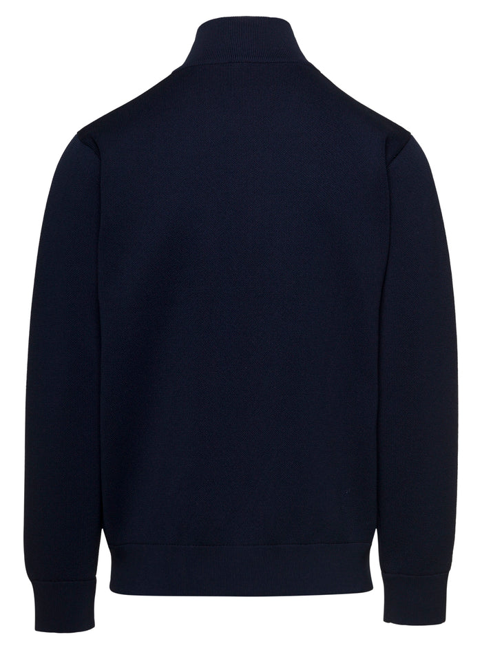 Blue High Collar Zip-Up Sweatshirt With Mesh Inserts Man Botter Blu Polyester Jersey
