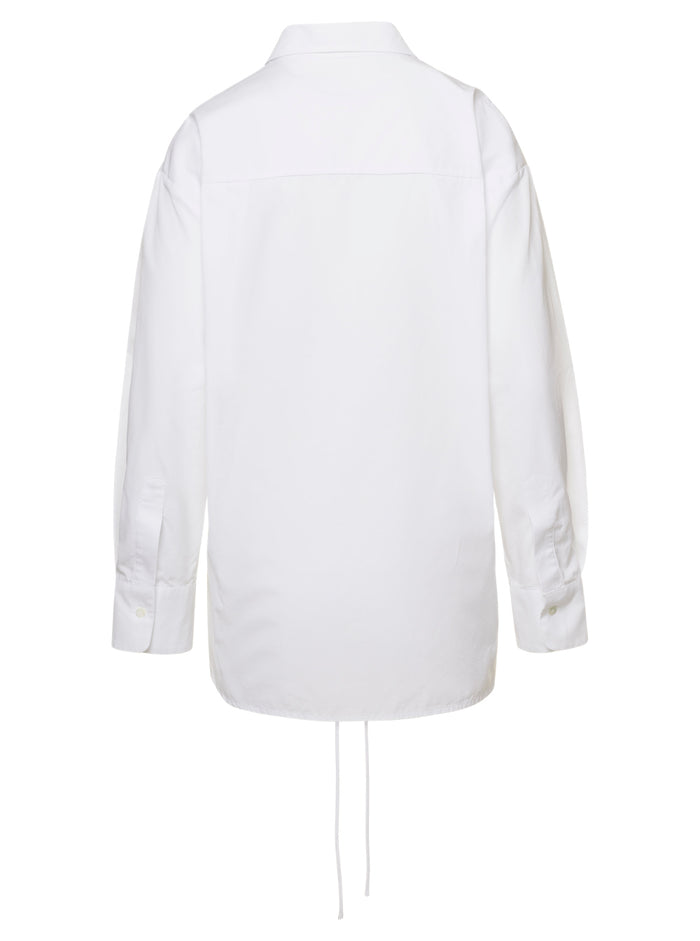White Oversized Shirt With String Cotton Poplin Woman Douuod And Blouses