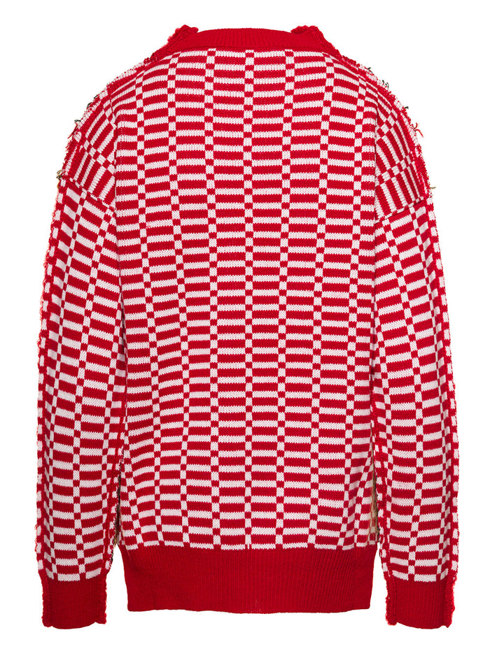 Multicolor High Neck Sweater With Color-Block Geometric Pattern Wool Blend Woman Marni Jersey