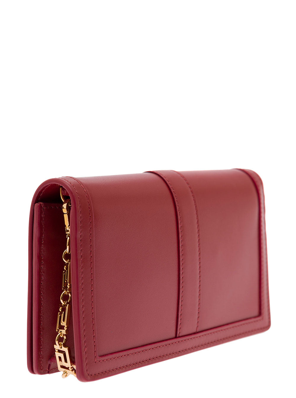 Greca Goddess Red Mini Shoulder Bag With Logo Smmoth Leather Woman Versace Calf Crossbody