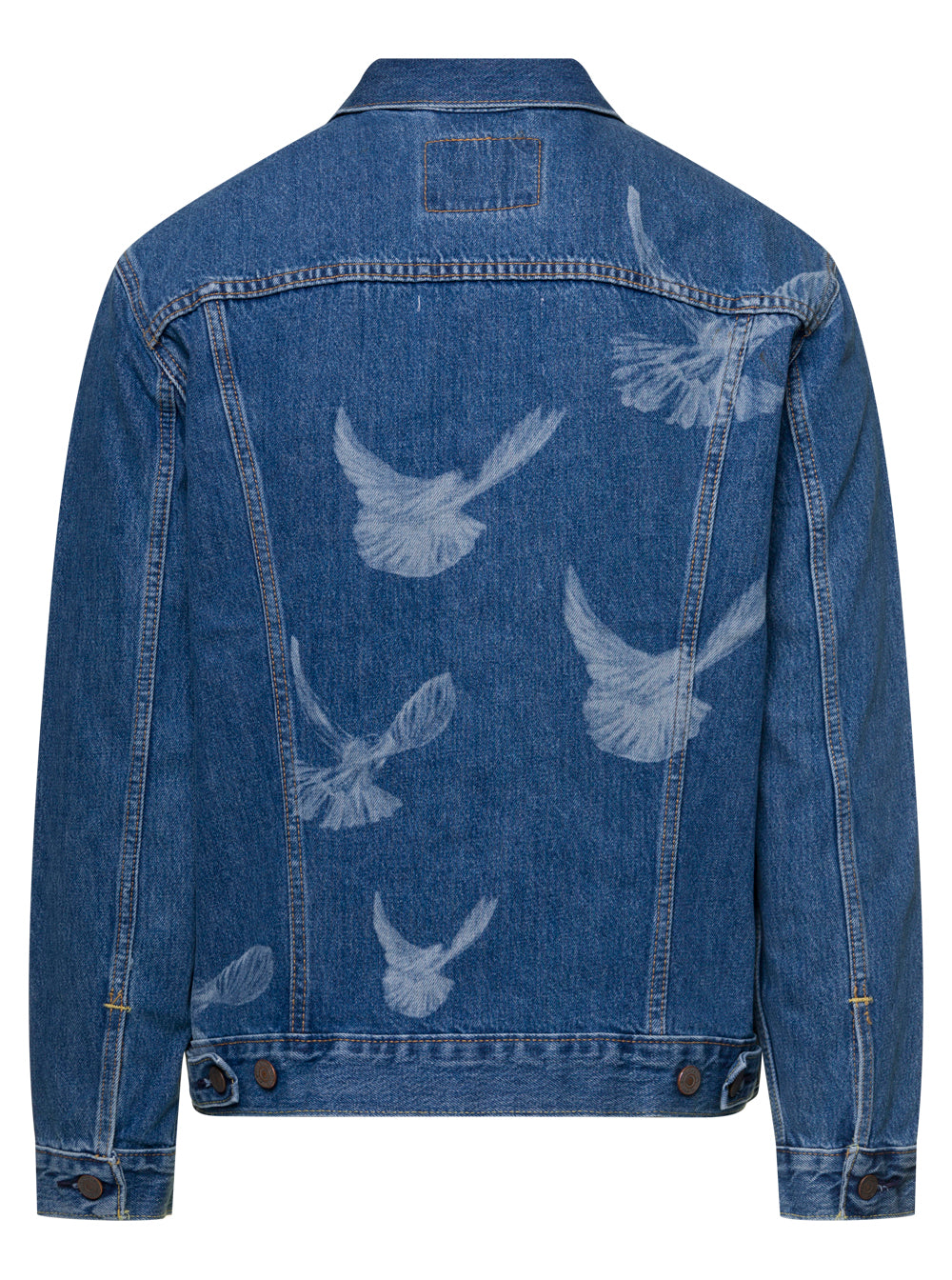 Blue Denim Jacket Levis X 3.paradis With Birds Print Cotton Man Blu