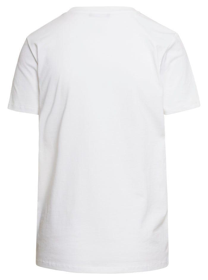White T-Shirt With Contrasting Lettering And Buttons Detail Cotton Woman Balmain Tshirts Polo Shirts