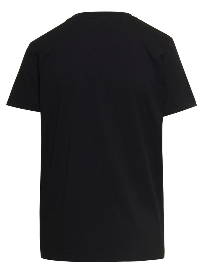 Black T-Shirt With 3d Effect Lettering And Buttons Detail Cotton Woman Balmain Tshirts Polo Shirts
