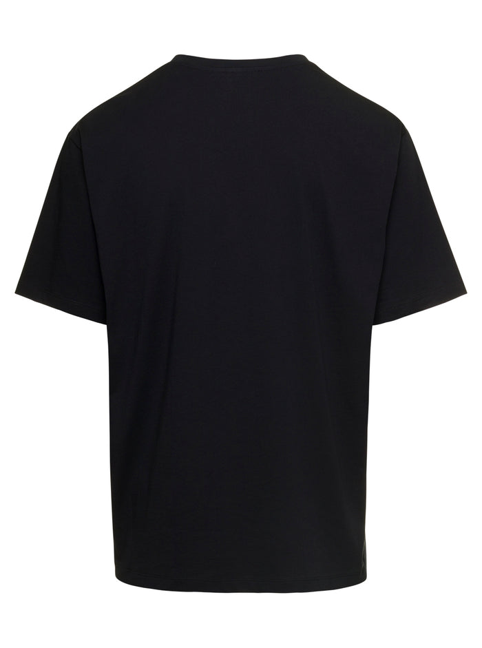 Black Crewneck T-Shirt With Contrasting Logo Print Cotton Man Balmain Organic Tshirts And Polo Shirts