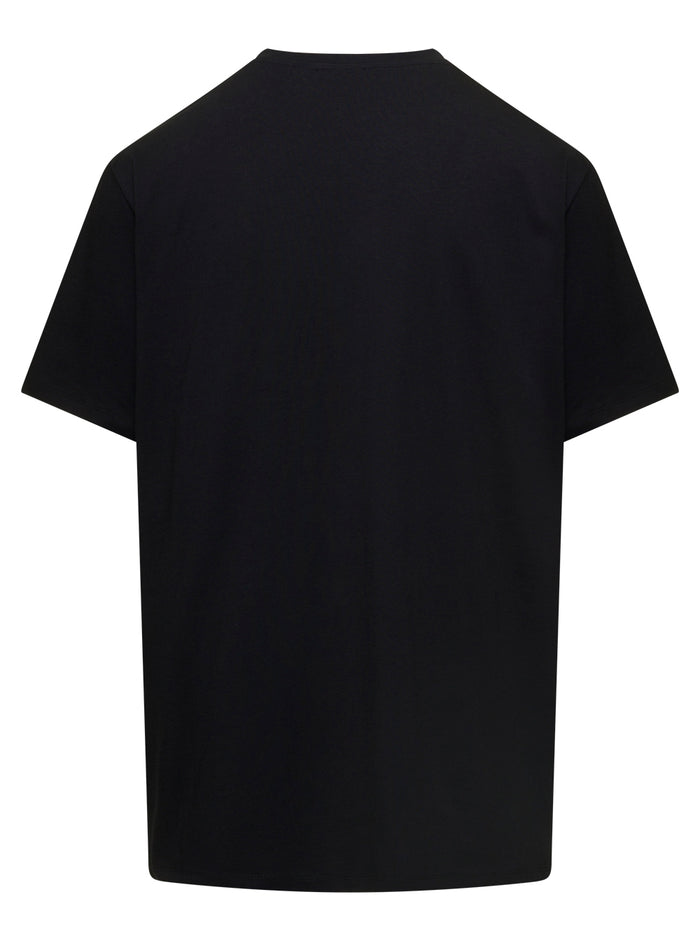 Black T-Shirt With 3d Effect Lettering Cotton Man Balmain Tshirts And Polo Shirts
