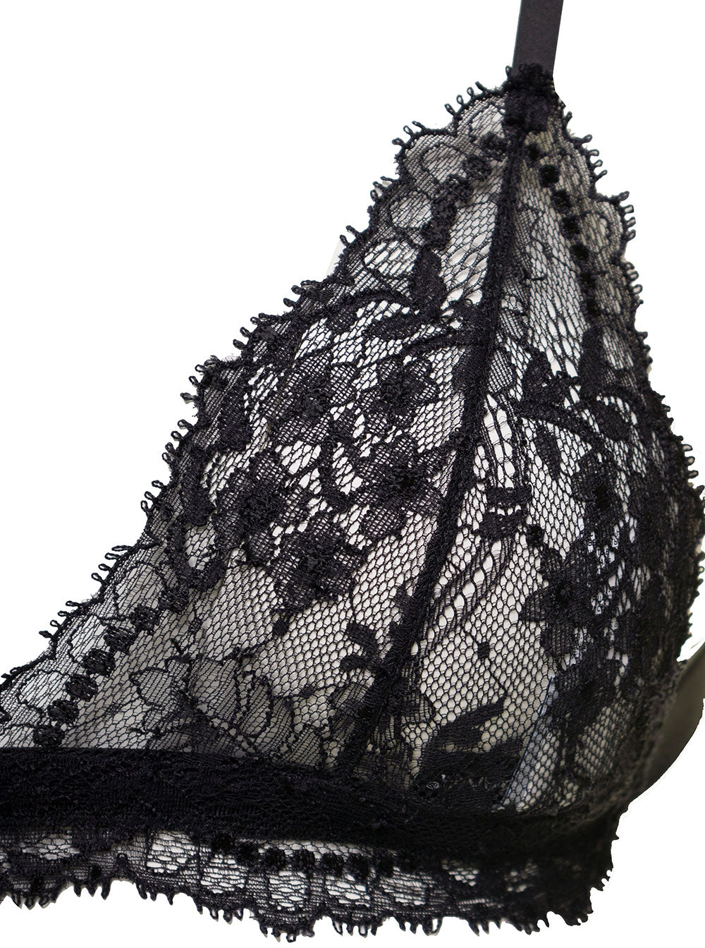 Black Triangle Bra Floral Lace Woman Dolce & Gabbana Polyamide Viscose Elastane Tops