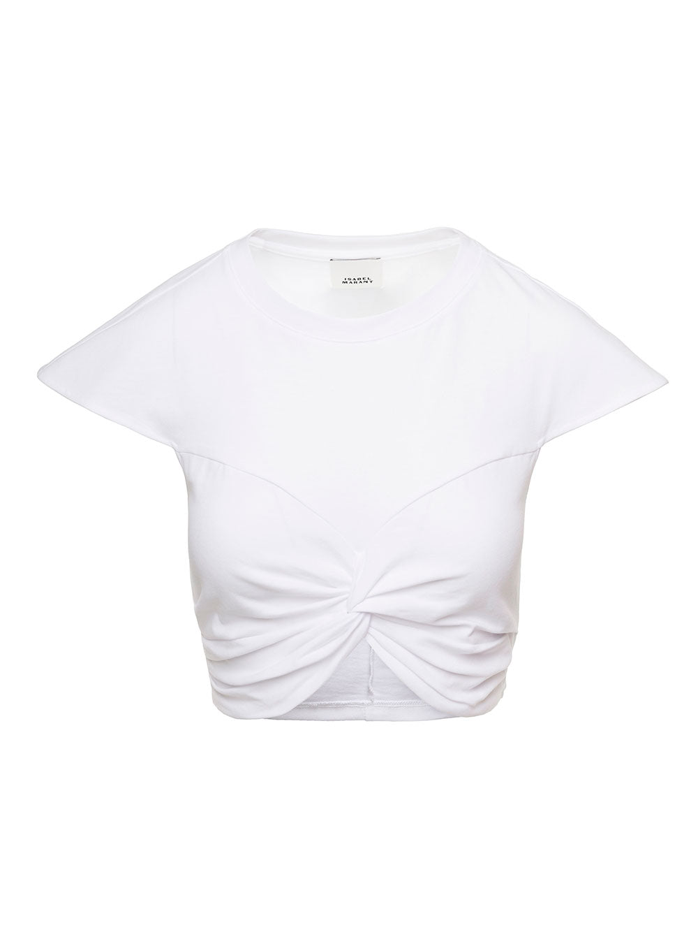 Zineae White Cropped T-Shirt With Knot Detail Cotton Woman Isabel Marant Tshirts And Polo Shirts