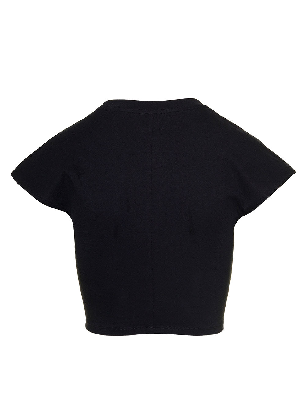 Zineae Black Cropped T-Shirt With Knot Detail Cotton Woman Isabel Marant Tshirts And Polo Shirts