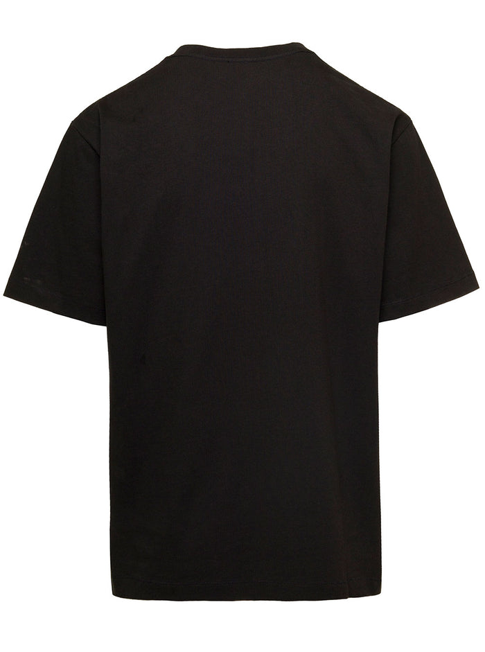 Black Crewneck T-Shirt With Logo Print Cotton Man Kenzo Tshirts And Polo Shirts