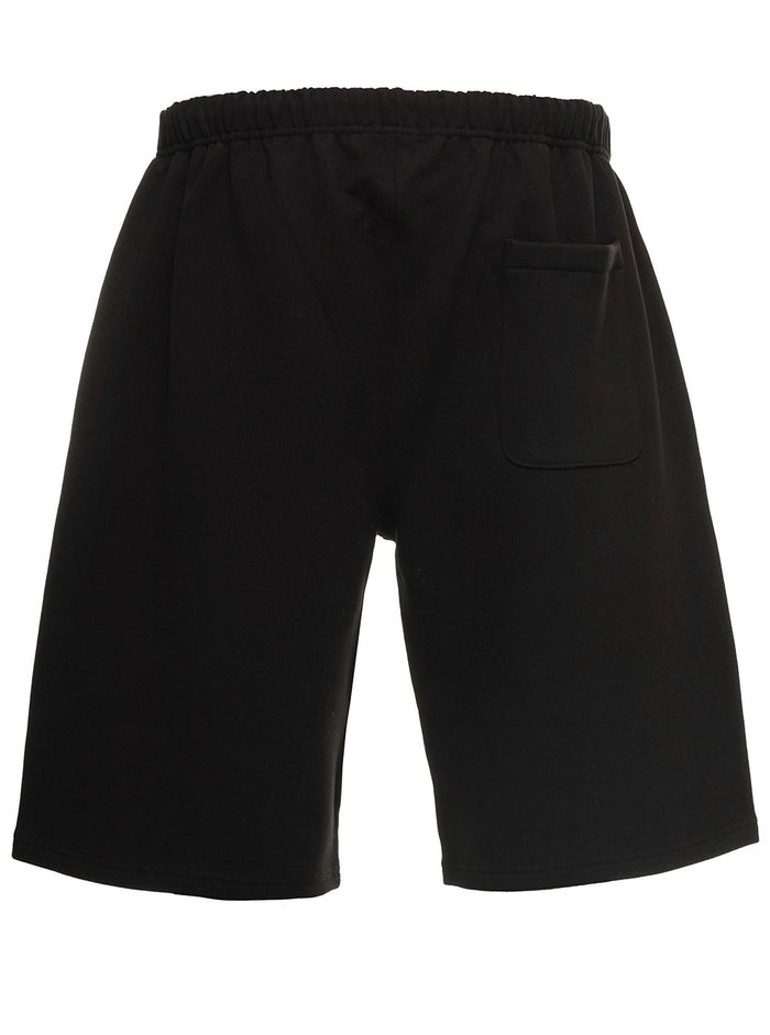 Black Bermuda Shorts With Logo Patch Cotton Man Kenzo Elastane And