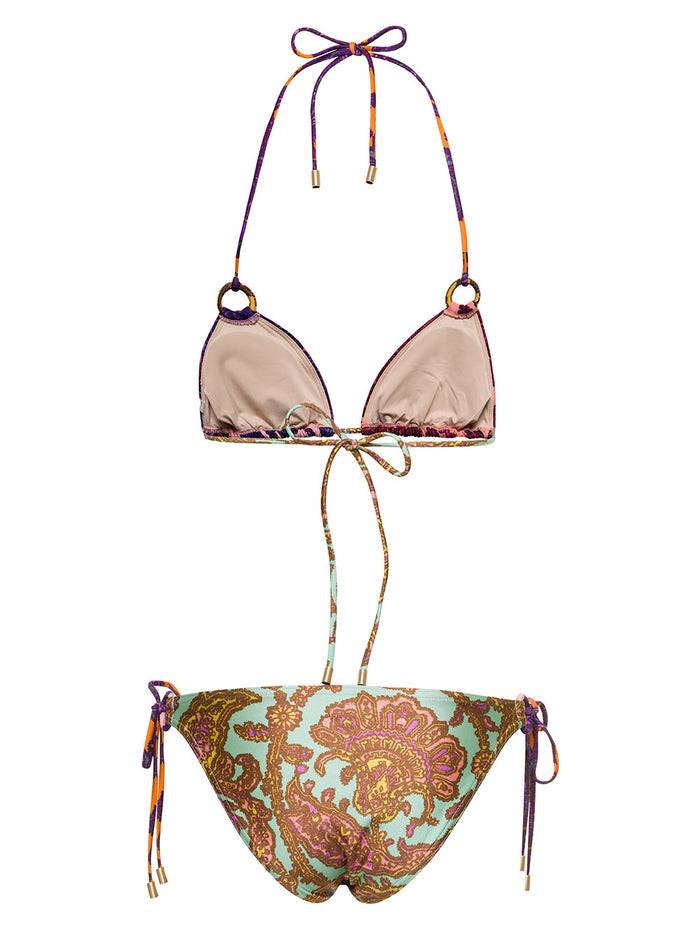 Tiggy Multicolor Printed Triangle Bikini With Rings And Self Tie Straps Lycra Woman Zimmermann Polyamide Elastane Beachwear