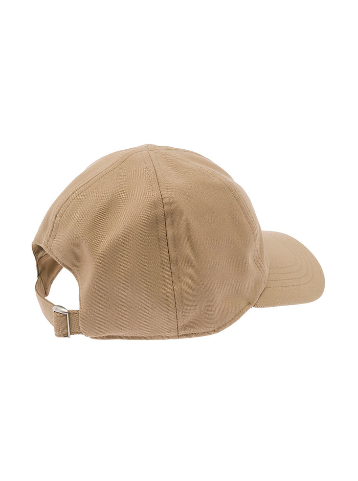 Baseball Cap With Logo Beige Cotton Woman Polyester Hats And Gloves